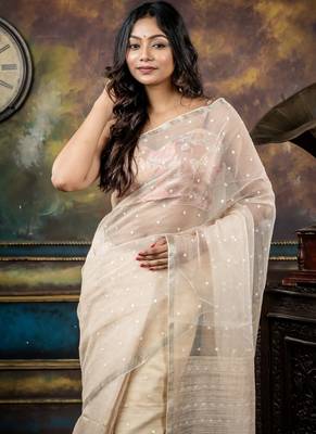 white hand woven silk blend cotton zari work all seasons sarees 2