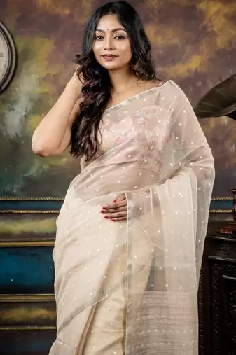 white hand woven silk blend cotton zari work all seasons sarees