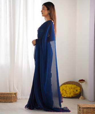 petrol style ceremonial saree with beeds work blouse 2