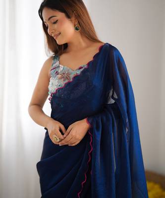 petrol style ceremonial saree with beeds work blouse 3