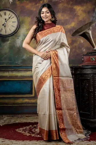 multicolor hand woven linen zari work all seasons sarees
