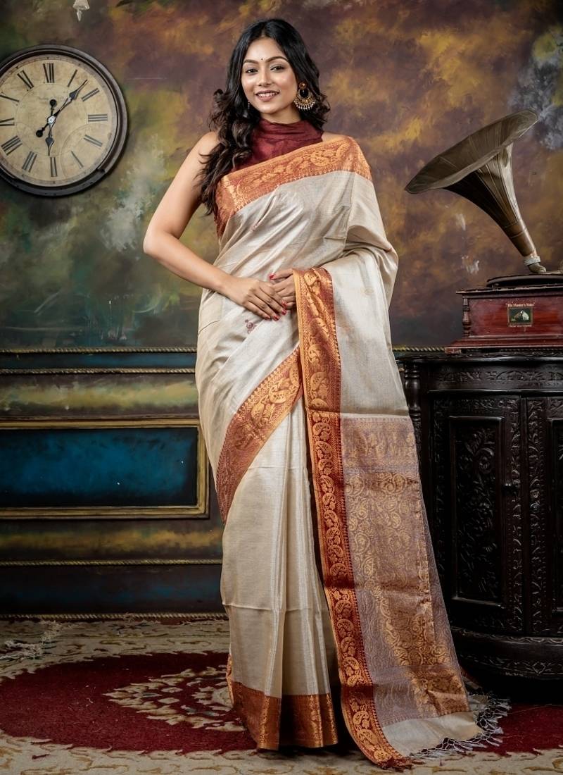 multicolor hand woven linen zari work all seasons sarees