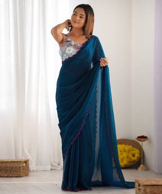 rama style ceremonial saree with beeds work blouse 1