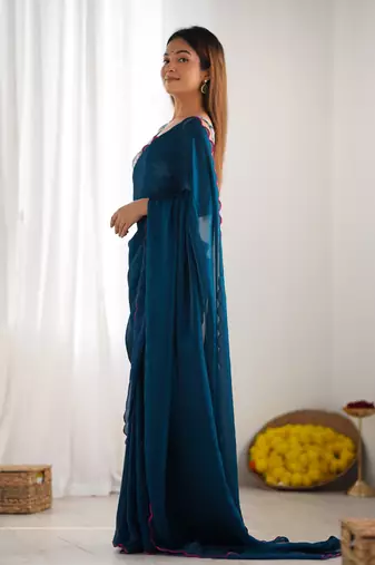 rama style ceremonial saree with beeds work blouse
