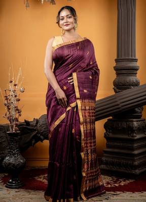 wine hand woven matka silk blend zari work all seasons sarees 1
