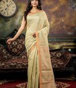 green hand woven matka silk blend zari work all seasons sarees