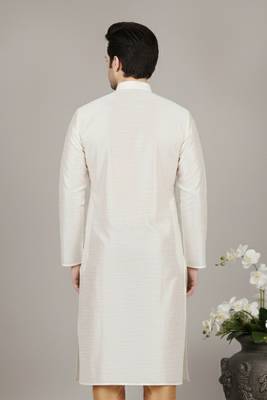 White embroidered dupion silk kurta 2