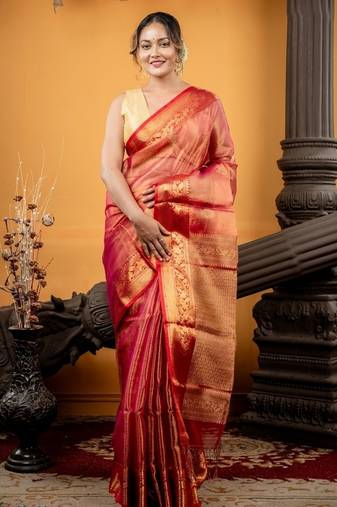 multicolor hand woven silk blend cotton zari work all seasons sarees