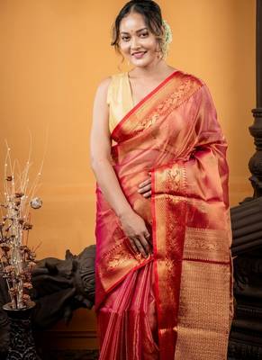 multicolor hand woven silk blend cotton zari work all seasons sarees 2