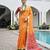 orange color khadi raw silk blend blend fabric woven meena rich pallu border designer beautiful saree