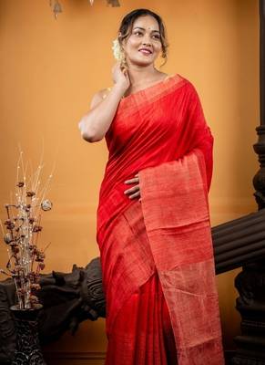 red hand woven matka silk blend zari work all seasons sarees 2