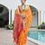 orange color khadi raw silk blend blend fabric woven meena rich pallu border designer beautiful saree