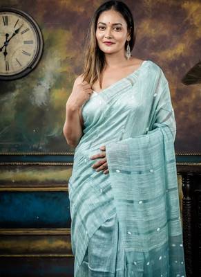 blue hand woven matka silk blend bengal handloom all seasons sarees 2