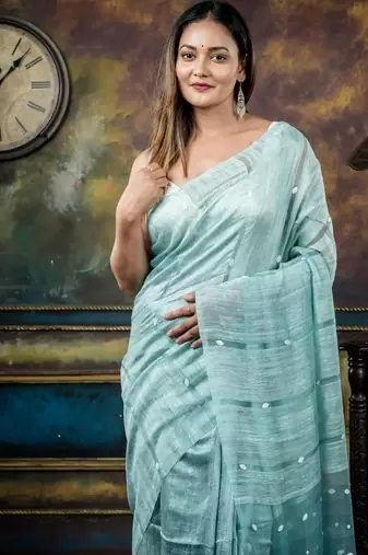 blue hand woven matka silk blend bengal handloom all seasons sarees