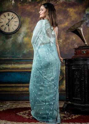 blue hand woven matka silk blend bengal handloom all seasons sarees 4
