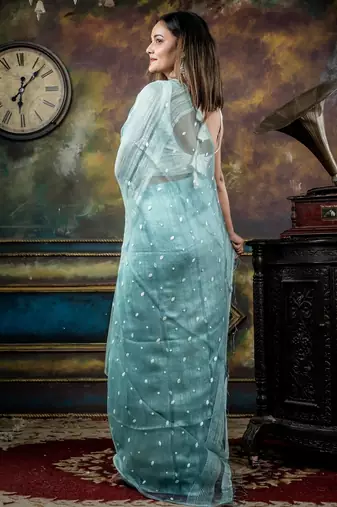 blue hand woven matka silk blend bengal handloom all seasons sarees