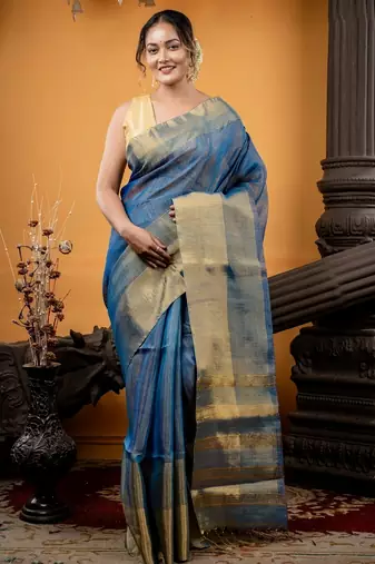 multicolor hand woven linen zari work all seasons sarees