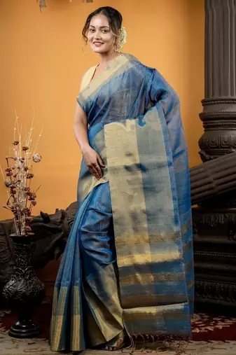 multicolor hand woven linen zari work all seasons sarees