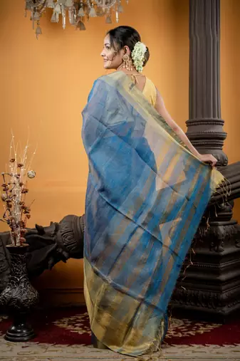 multicolor hand woven linen zari work all seasons sarees