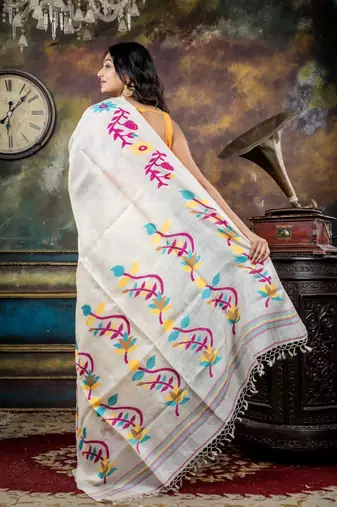 off white hand woven tussar bengal handloom all seasons sarees