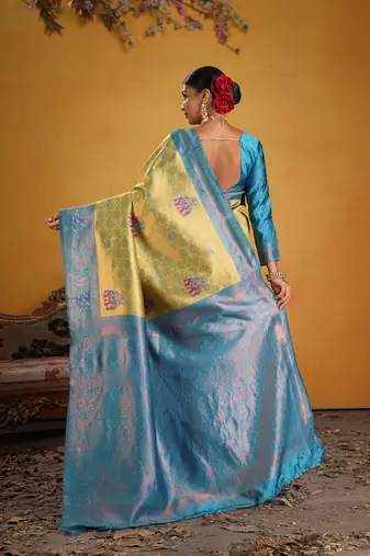 firozi art silk blend woven jacquard saree