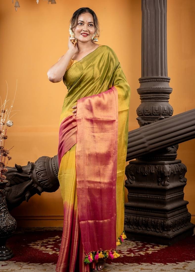 multicolor hand woven linen bengal handloom all seasons sarees