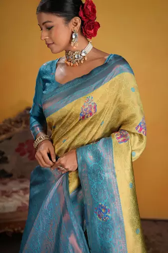 firozi art silk blend woven jacquard saree