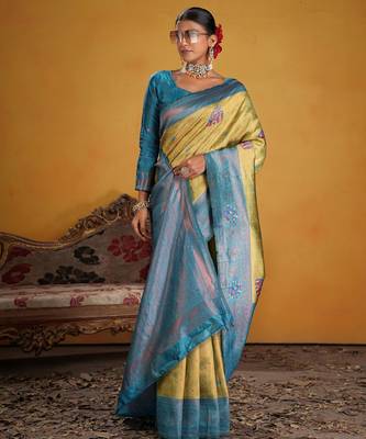 firozi art silk blend woven jacquard saree 4
