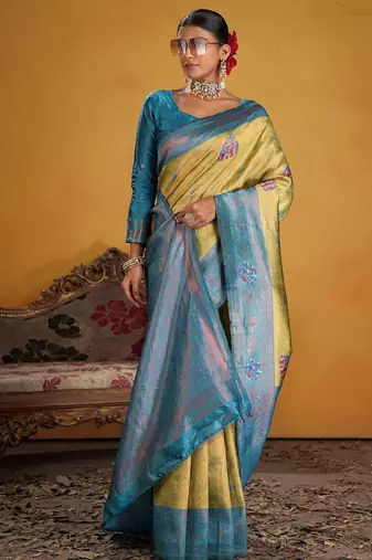 firozi art silk blend woven jacquard saree