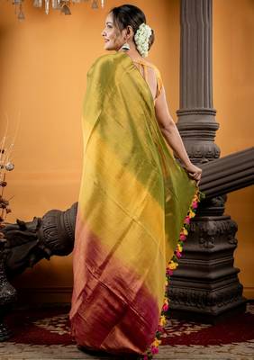 multicolor hand woven linen bengal handloom all seasons sarees 4