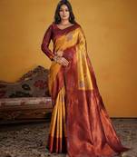 maroon color beautiful art silk fabric woven jacquard designer saree
