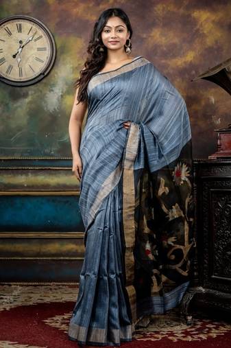 multicolor hand woven silk blend zari work all seasons sarees