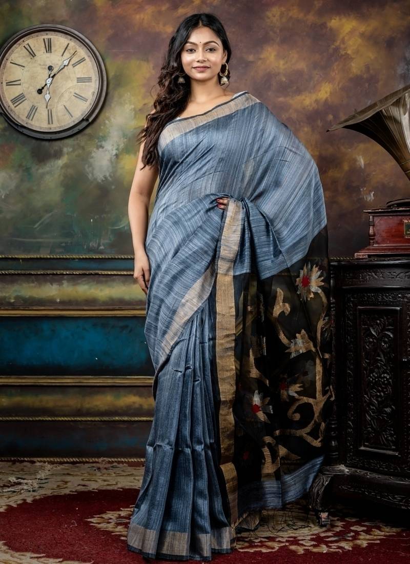 multicolor hand woven silk blend zari work all seasons sarees