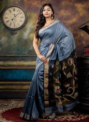 multicolor hand woven silk blend zari work all seasons sarees 3