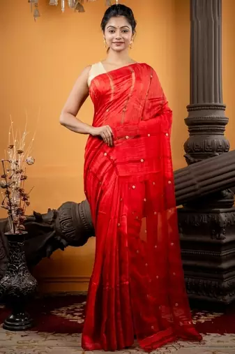 red hand woven matka silk blend bengal handloom all seasons sarees