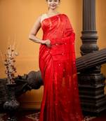 red hand woven matka silk blend bengal handloom all seasons sarees