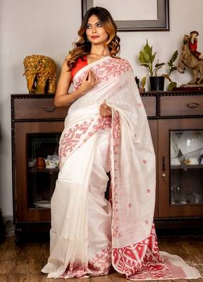 white hand woven matka silk blend bengal handloom all seasons sarees 2