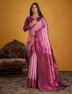 wine art silk blend woven jacquard saree 1