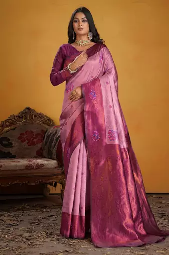 wine color beautiful art silk fabric woven jacquard designer saree