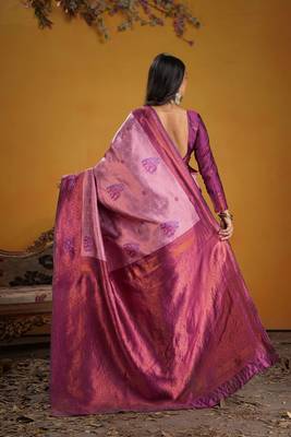 wine art silk blend woven jacquard saree 2