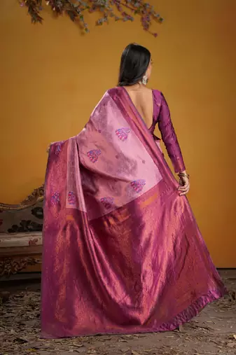 wine art silk blend woven jacquard saree