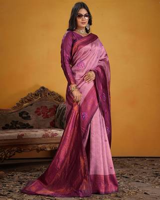 wine art silk blend woven jacquard saree 3