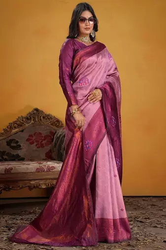 wine art silk blend woven jacquard saree