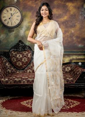 white hand woven silk blend cotton zari work all seasons sarees 1