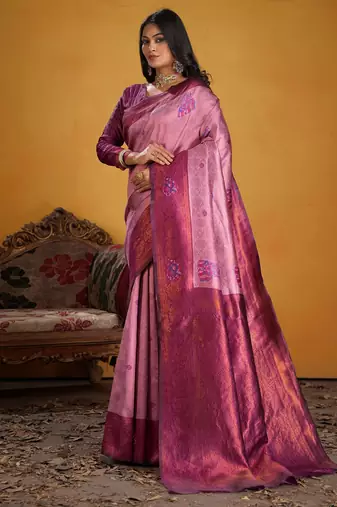 wine art silk blend woven jacquard saree