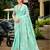 sky blue color linen fabric woven designer saree with floral embroidered work