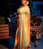 multicolor woven cotton zari work all seasons sarees