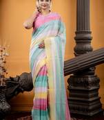 multicolor woven cotton zari work all seasons sarees