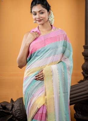 multicolor woven cotton zari work all seasons sarees 2