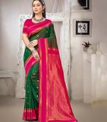 green color art silk blended woven designer ethnic partywear saree